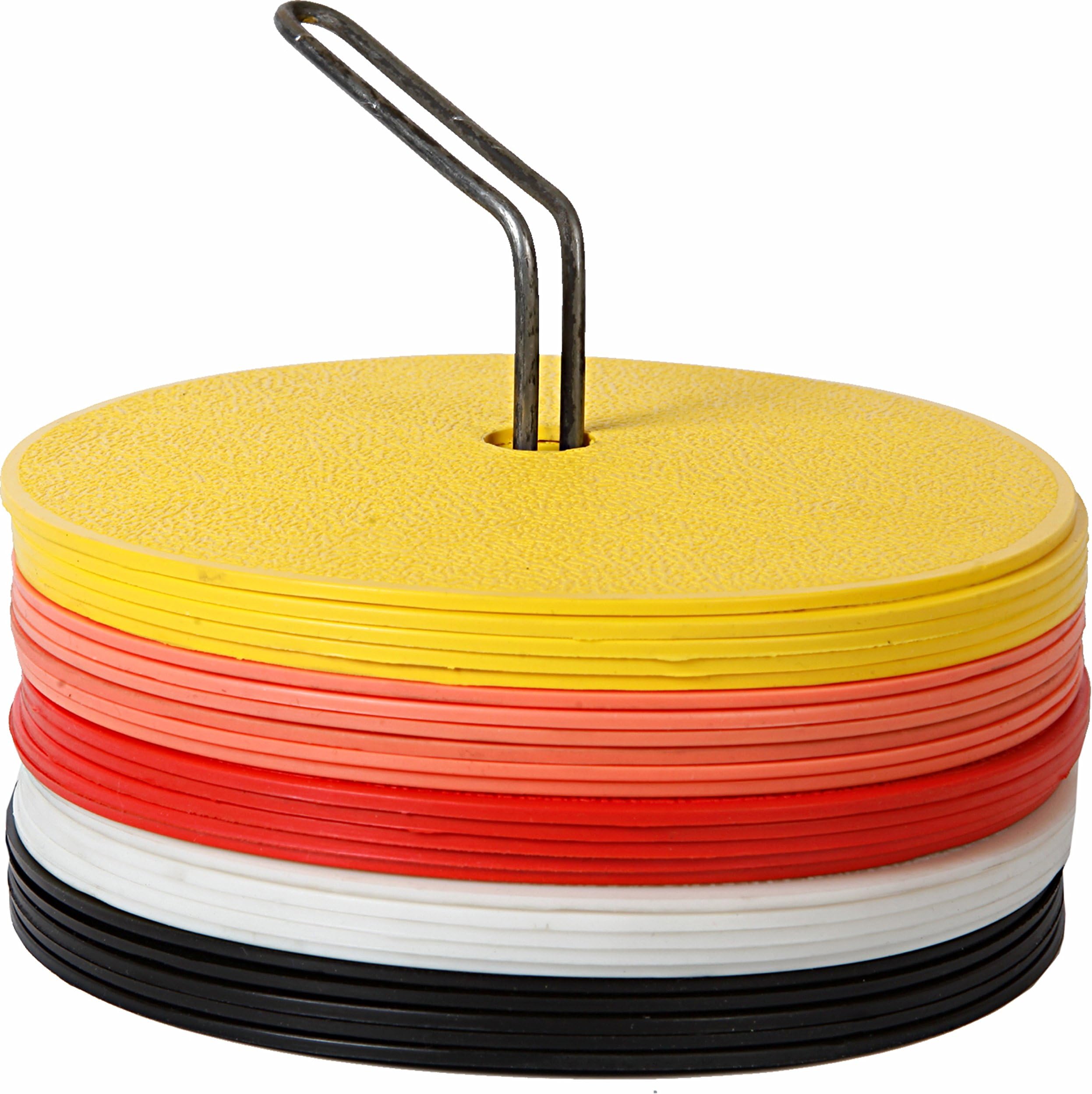 Pepup Flat Rubber Disc Spot Markers, Non Skid for Speed Agility Training with a Free Stand (Set of 24), 6", Multicolor