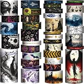 MPOPUUL Washi Tape Set 37 Rolls - Witches Theme Colored Decorative Adhesive Tape for Journaling, Vintage Artists Tape for Junk Journaling Supplies, Scrapbooking, DIY Crafts, Gift Wrapping, Planner