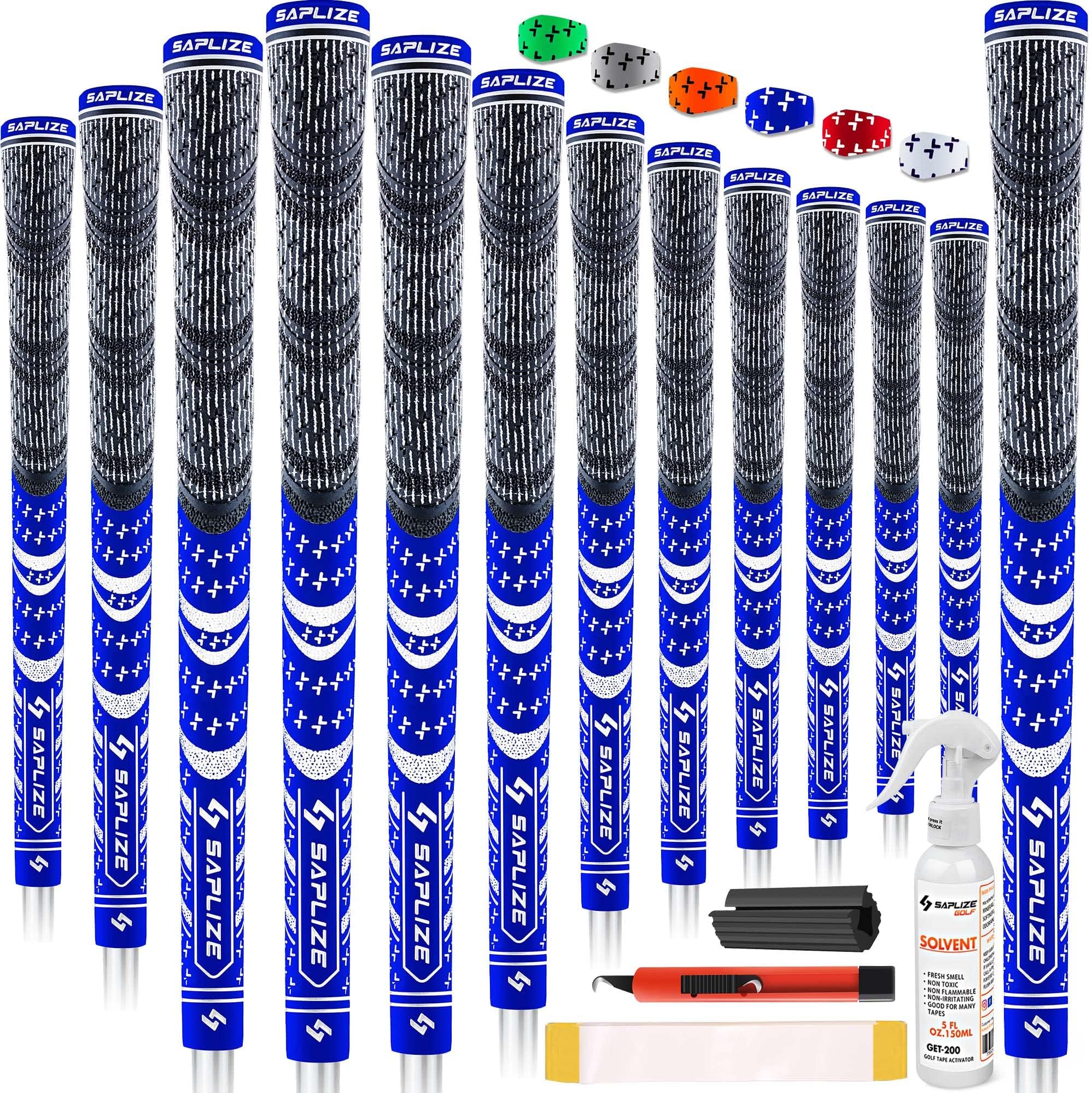 SAPLIZE Cross Cord Golf Grips Set of 13 Grips with Tape or Full Regripping Kit, Std/Mid/Jumbo, Low Taper Design, Multi-compound Hybrid, Anti-Slip Golf Club Grips, CL03 Series, Standard, Blue Image