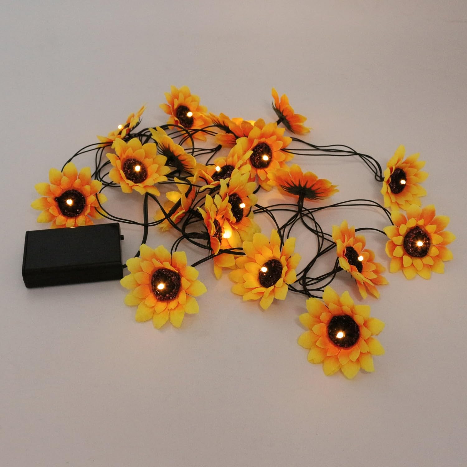 CVHOMEDECO. Sunflower String Lights Artificial Silk Flowers Battery Powered Fairy Starry Lights for Wedding Birthday Party and Holiday Seasonal Décor - Image 5
