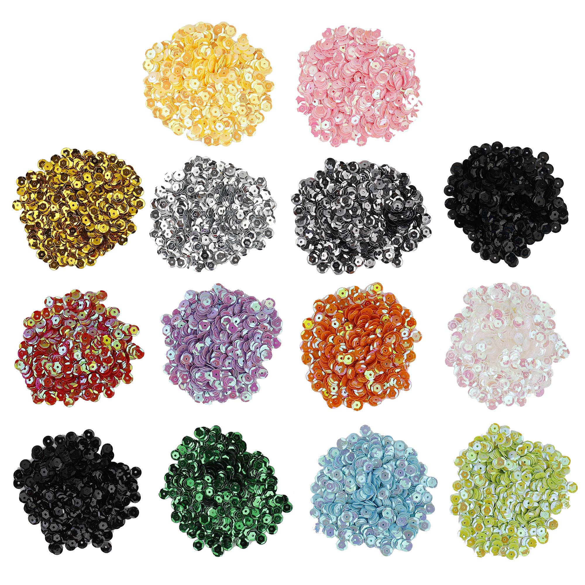 Sequins Round Loose PVC Spangles with Hole 6mm Bulk Sparkling Sequin for DIY Arts Crafts Making Wedding Decoration Christmas Clothes Jewelry 14 Colors