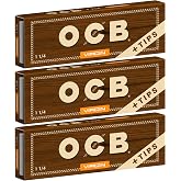 OCB - Organic Virgin 1 1/4" (77mm) Rolling Paper &amp; Tips - 3 Booklets with 50 Leaves per Booklet
