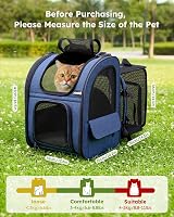 Pecute Cat Carrier Dog Backpack Expandable Portable Breathable Rucksack Blue view 2