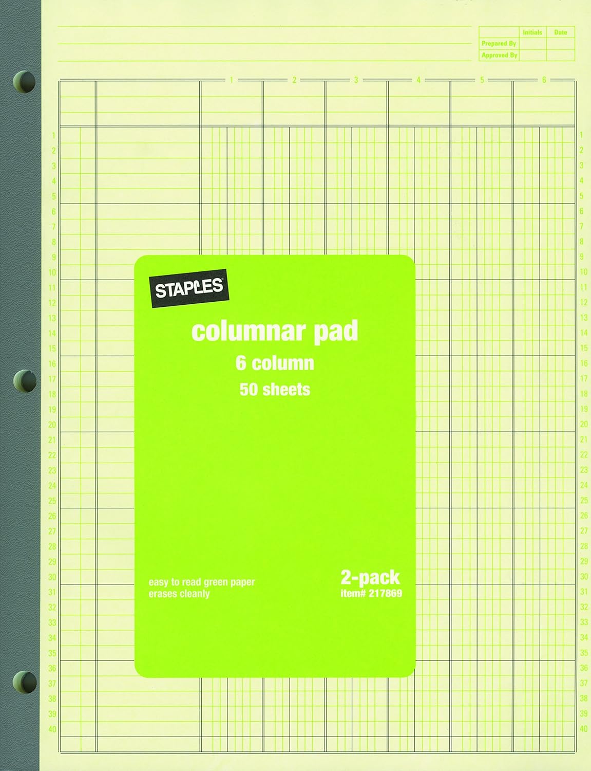 Staples? Columnar Pads, 6 Columns, 81/2" x 11", 2/Pack