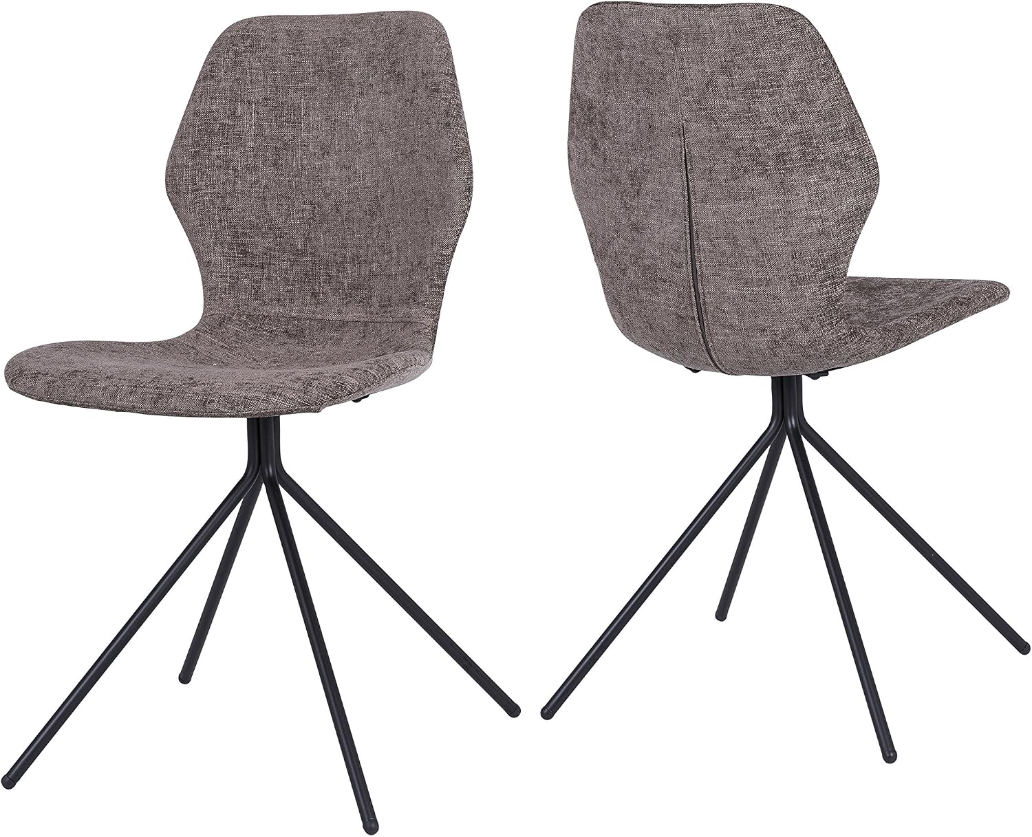 AC Design Furniture Kim Carver Esszimmerstühle, 2er Set - Hellgrau/Eiche, Stoff, 62x59x80 Cm