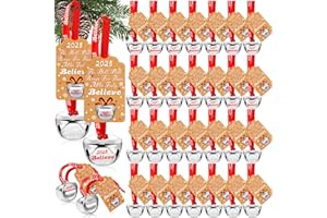 LUYI 30 Sets Christmas Bells Decor Christmas Believe Bell Ornaments Bulk Polar Express Bell Decorations Xmas Party Gifts Favors Tags Silver Sleigh Jingle Bells for Christmas Tree Decoration(1.6 Inch)