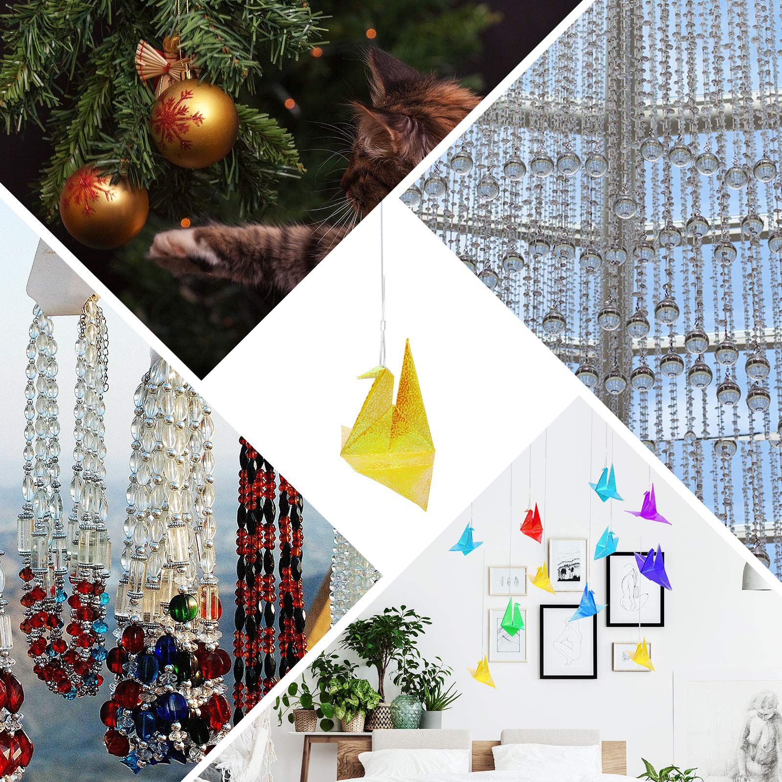 Sumind Strong Clear Picture Hanging Wire Invisible Picture Frame Fishing Wire up to 100 Lbs 656 Feet Monofilament Fishing Line with Aluminum Crimping Loop Sleeves(1 Roll,0.8 mm)