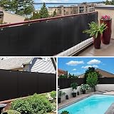 VOUNOT Balcony Privacy Screen 90x500cm HDPE Wind UV Weatherproof Black view 5