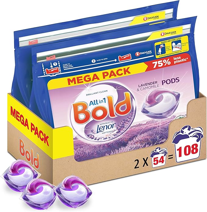 Bold AllinOne Pods Washing Liquid Laundry Detergent Tablets/Capsules, Lavender and Camomile