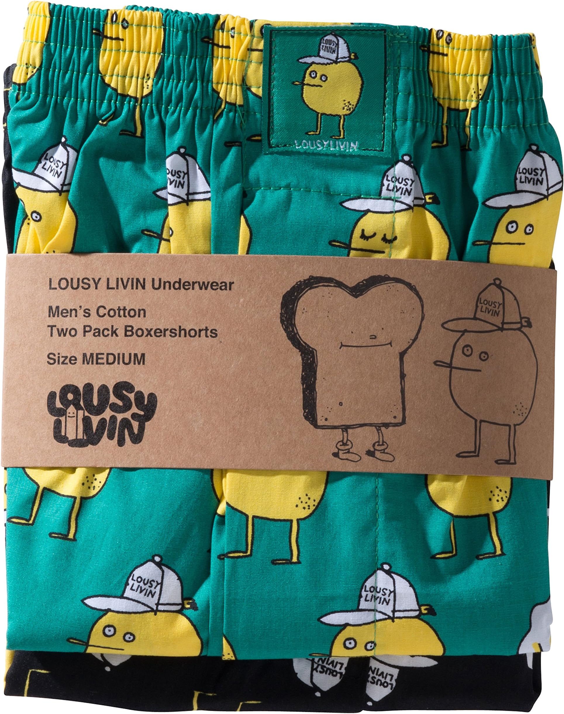 Lousy Livin UnderwearZITRONE 2 Pack - Boxer Shorts - Green/Black