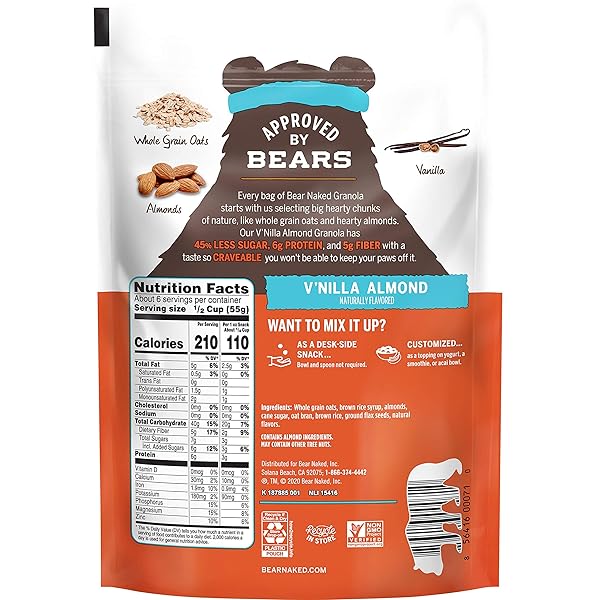 BEAR NAKED FIT, GRANOLA, V’NILLA ALMOND, VEGAN AND KOSHER, 12OZ BAG