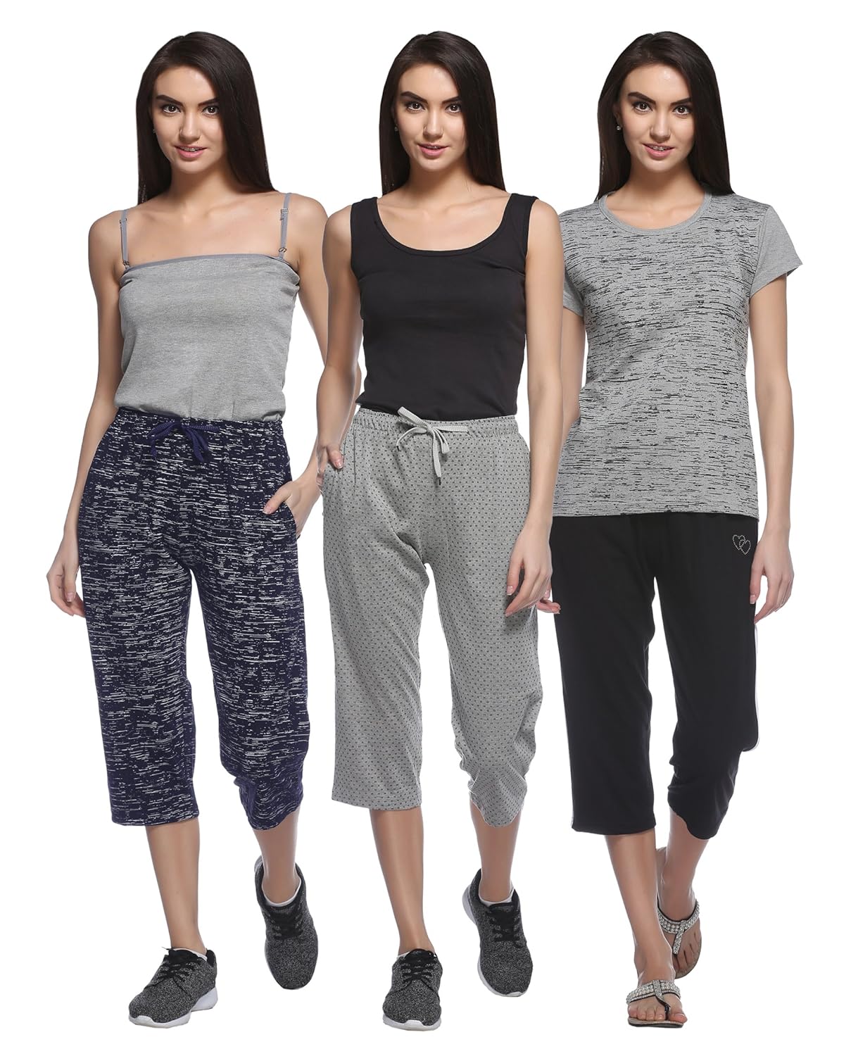 shaun women's cotton capri (pack of 3)