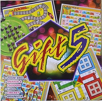 PurpleFly Snake and Ladder, Ludo, Cricker, Brainvita, Zoom Bike 5 in 1 Game - Birthday Return Gift (Pack of 6)