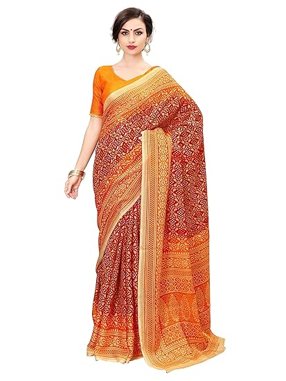 Women's Cotton Blend Saree With Blouse Piece (c-bandhanisaree1_red_Red)