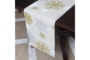 VGIA 108 inch Christmas Table Runner Rectangle Snow Pattern Table Runner Christmas Decoration