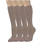Dr. Motion 4 Pairs Graduated Compression Knee-hi Women's Socks (Beige)