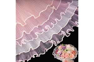 FACULX 3 Pack Pearl Edge Bouquet Packaging Papers, Korean Flower Wrapping Mesh Paper Floral Net Yarn Wrinkle Waves Paper for Wedding Anniversary Birthday Florist Supplies 4.37 Yards (White Pink Lightpink)