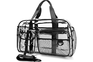 Mewcho Large Clear Tote Bag 20” for Duffle with 10 Pockets, Clear Gym Crossbody Bag, Big Transparent See Through Organizer Bags for Travel Work Toiletry Makeup
