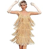 PrettyGuide Women's 1920s Flapper Dress Sequin Roaring 20s Great Gatsby Party Tiered Fringe Ballroom Dress