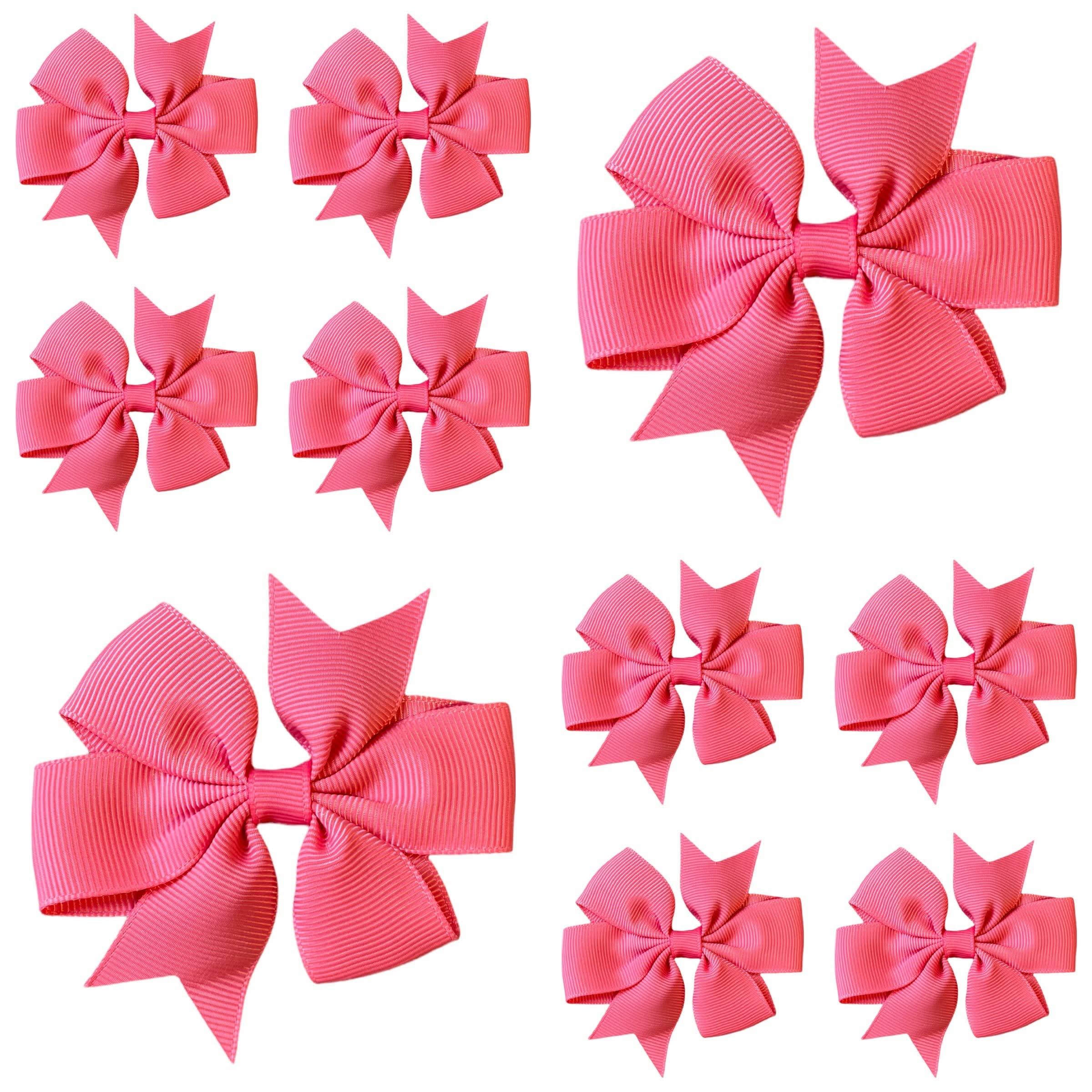 10pcs Light Salmon Hair Bows Clips Slides Grips 3" inch Pinwheel Solid Vibrant Colour Girls Hairbows