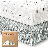 KeaBabies 2-Pack Muslin Crib Sheets for Boys, Girls - 100% Organic Cotton Fitted Baby Crib Mattress Sheet, Soft Breathable Standard Toddler Bed Cover Bedding Set, Neutral, Durable 52x28 (Nordic)