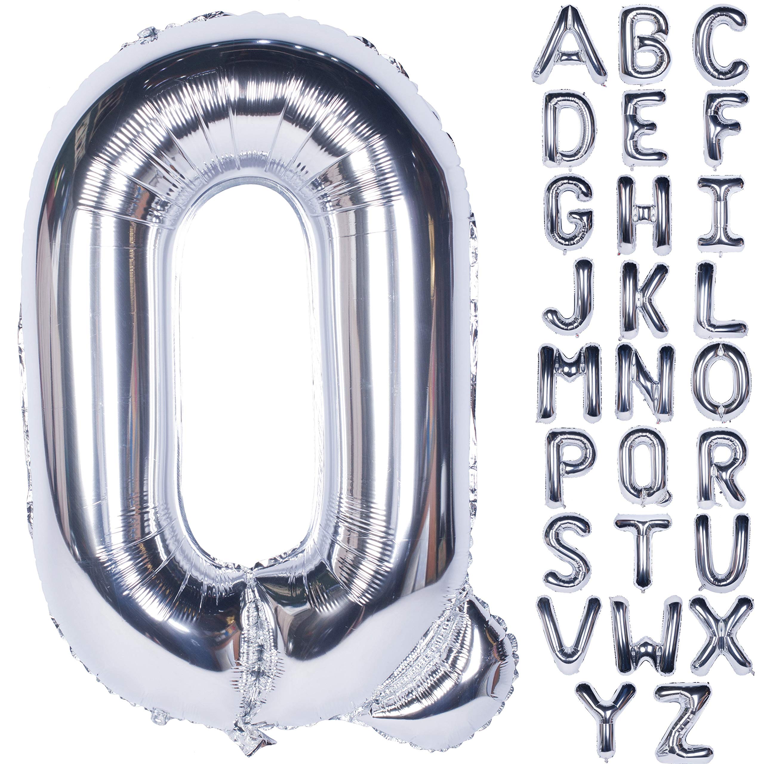 Letter Balloons Silver Large Letter Q Balloon 40 Inch Foil Helium Alphabet Balloons Birthday Party Baby Shower Graduation Ceremony Decoration (Silver Letter Q)
