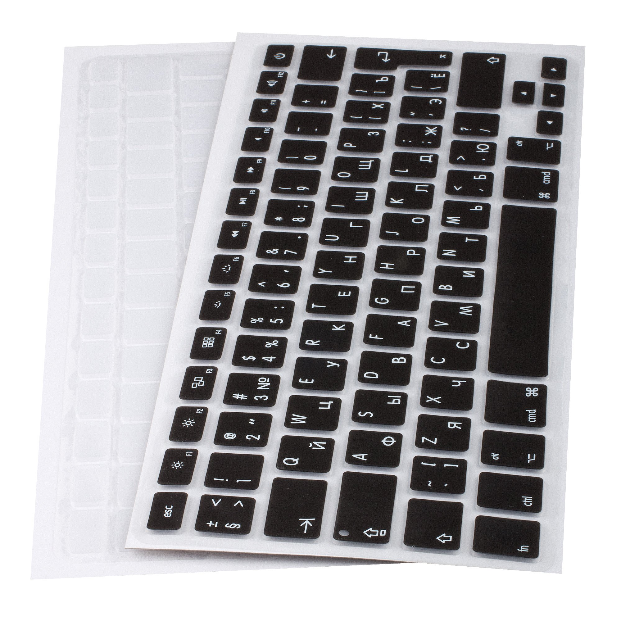 Lilware Silicone Keyboard covers for MacBook Pro 13/15 / 17 (Release 2015 year) QWERTY (Russian layout) Black/Transparent