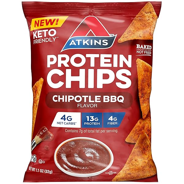 ATKINS CHIPOTLE BBQ PROTEIN CHIPS, 4G NET CARBS,...