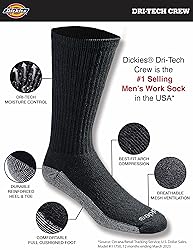 Dickies Men's Dri-Tech Moisture Control Crew Socks