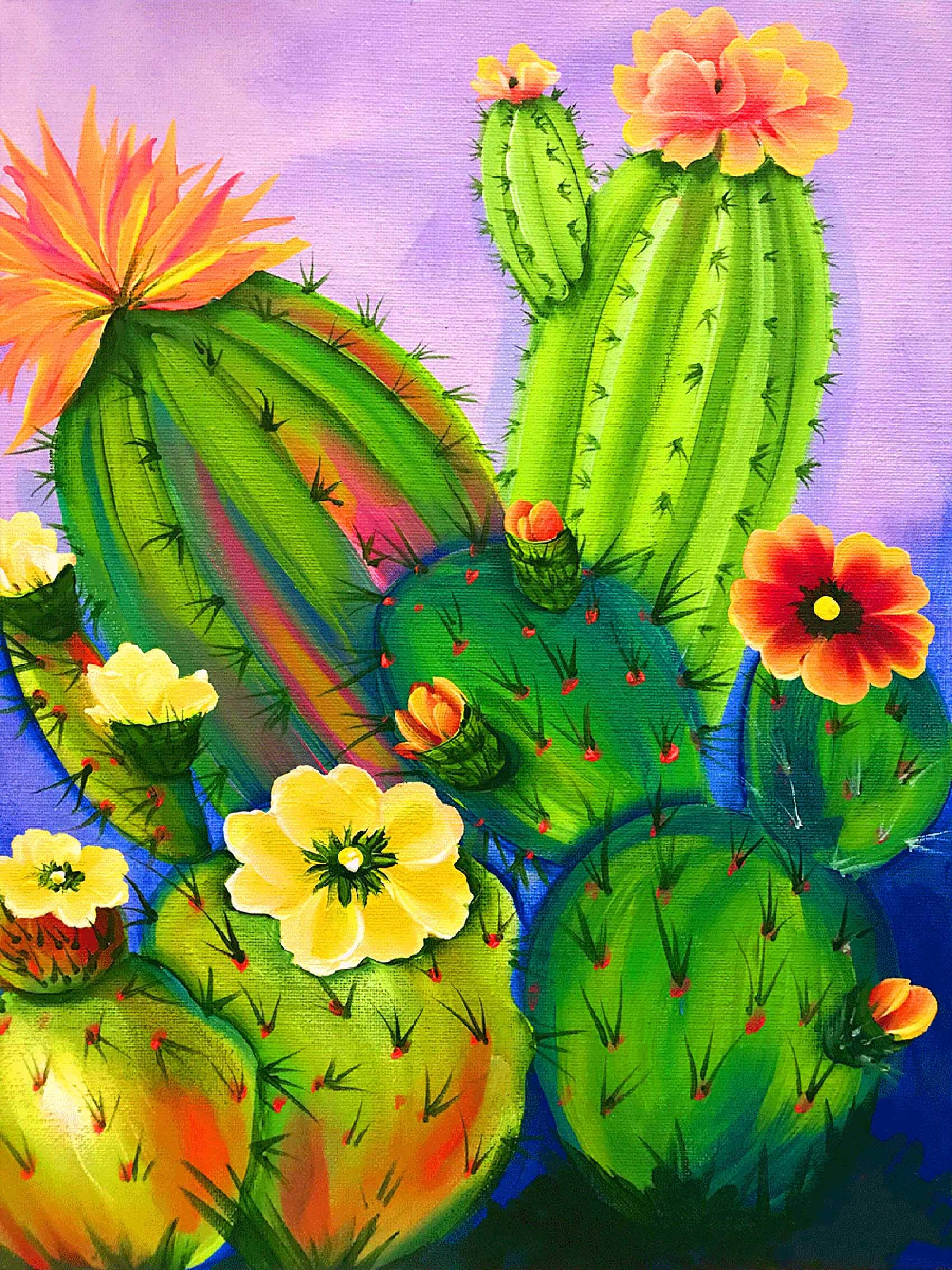 Reofrey 5D Diamond Painting Kit Oil Painting Cactus Plant Flower Full Drill, Paint with Diamonds Art Rhinestone Embroidery Cross Stitch Craft Decor (30x40 cm/ 12x16 inch)