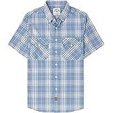 Dubinik® Mens Short Sleeve Button Down Two Pockets Soft Vintage Regular Fit Vintage Fishing Casual Shirts
