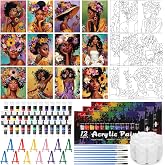 Sherr 108 Pcs Floral Girl Sip and Paint Kit, Pre Drawn Canvas for Adults | 12 Set Pre Printed Canvas, 8
