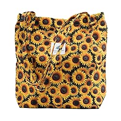 TOPASION Cute Corduroy Tote Bag Canvas Shoulder