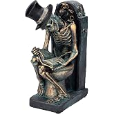 Pacific Giftware RIP Bronze Finish Skeleton Reading on Toilet Tombstone Bathroom Office Decor 8” Tall
