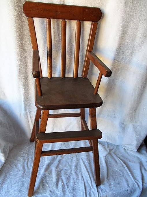 antique wooden doll high chair