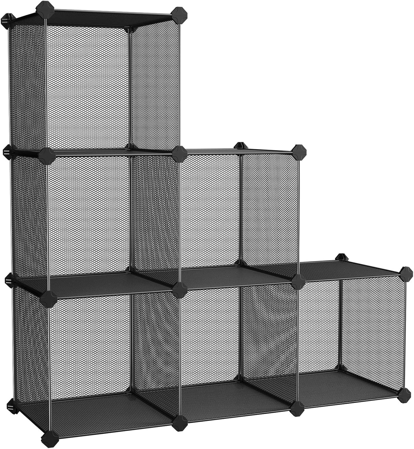 SONGMICS Librería, Zapatero con 6 Cubos de Rejilla Metálica, Armario