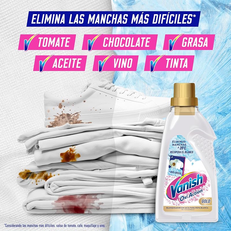 Vanish Oxi Advance Quitamanchas y blanqueador para ropa blanca, Sin lejía, Aroma Rosa, En gel, 1500 ml