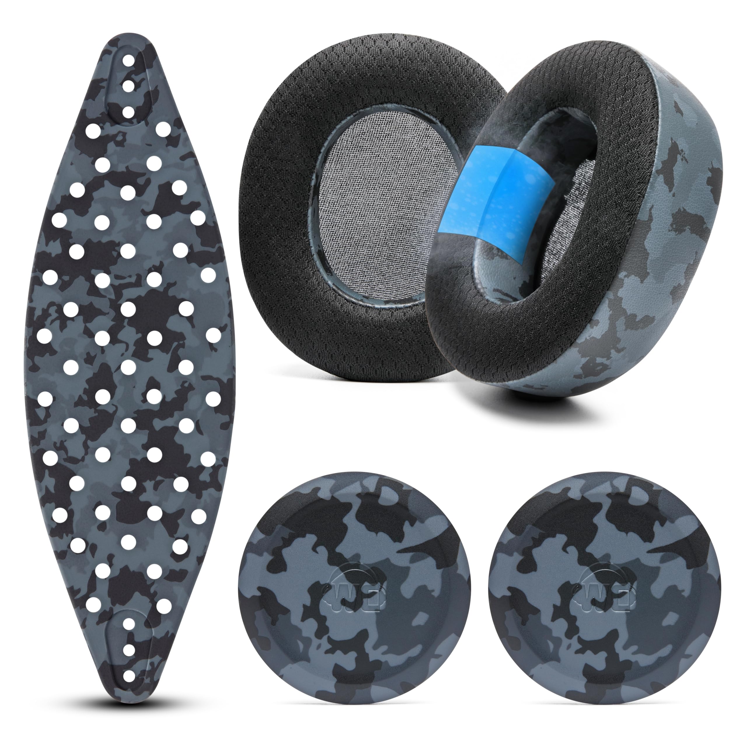 WC Modkit V2 Nova Pro Wireless, Pro Omni, & Elite - Gel Earpads, Extra-Wide Headband, & Side Plates for Arctis Nova Pro Wireless, Nova Elite & Nova Pro Omni by Wicked Cushions | Black Camo