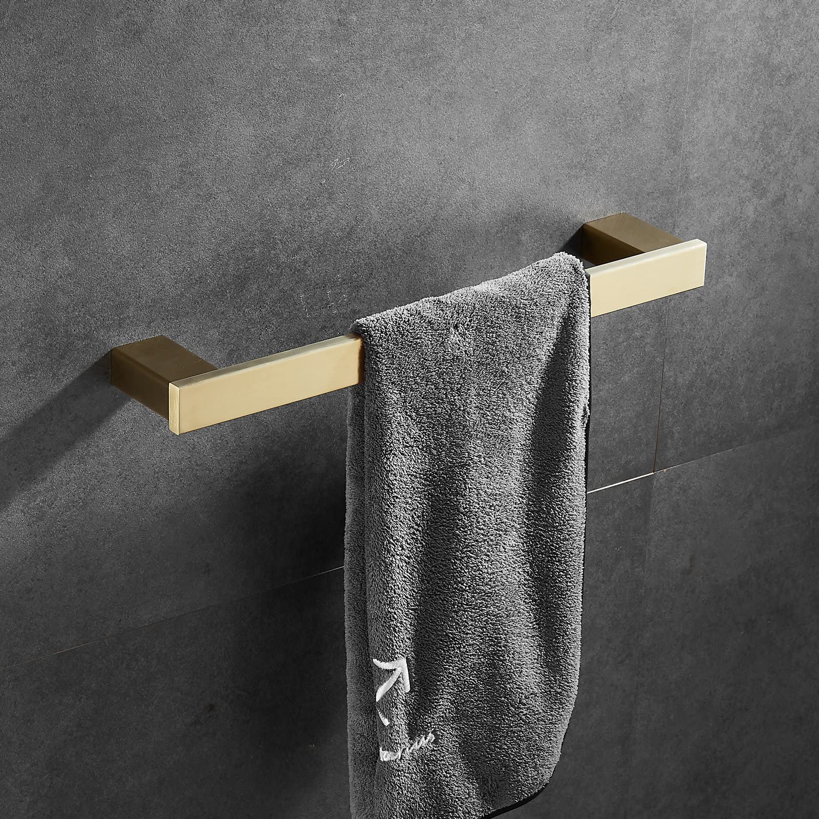 SUS304 Towel Rail Tea Towel Holder Stainless Steel Brushed Gold Wall Mounted 40 cm