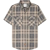 Dubinik® Mens Short Sleeve Button Down Two Pockets Soft Vintage Regular Fit Vintage Fishing Casual Shirts