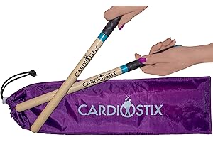 CardioStix Bundle 8oz Highest-Weighted(1 PAIR) Premium American Hickory Wood Cardio Drum Sticks | For Drumming, Fitness, Aerobic Class, Exercises(Teal Bundle)