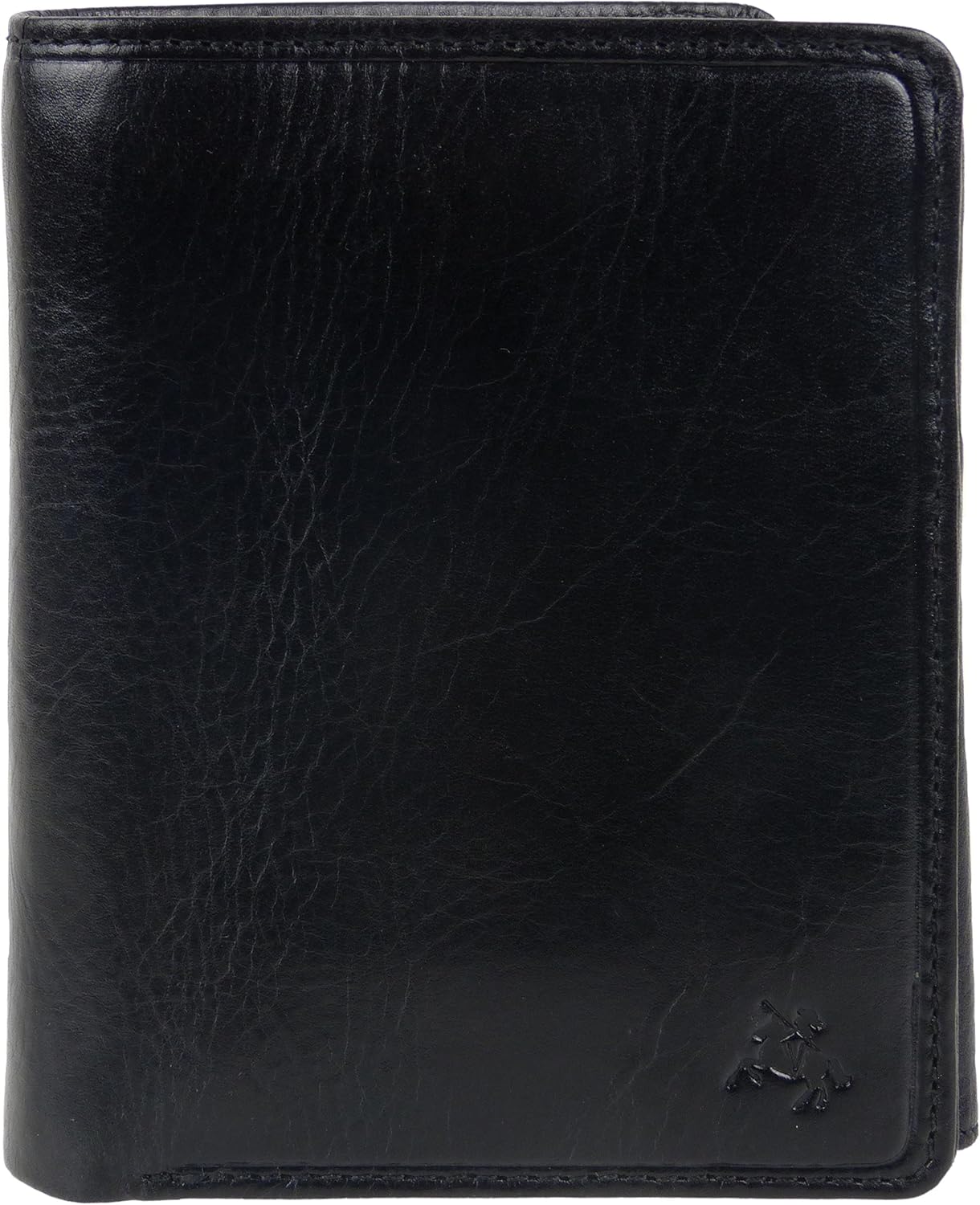 Mens Italian Leather Stylish RFID Protected Tri-Fold Wallet by Visconti Gift Box, Black