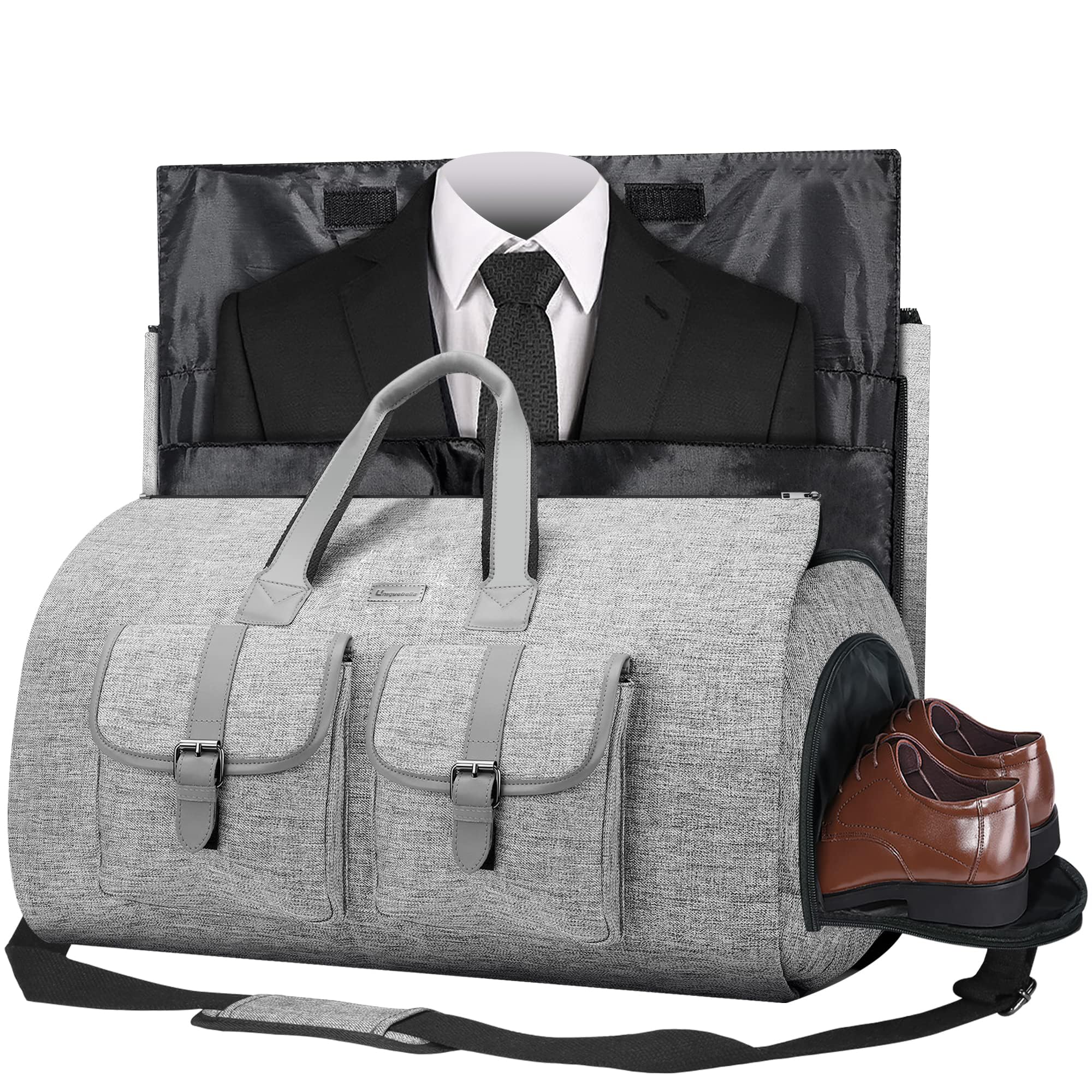 Photo 1 of UNIQUEBELLA Convertible Garment Bag for Travel Carry on Garment Duffel Suit Bag with Shoe Compartment Weekend Flight Bag for Men