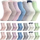 Jeere 21 Pairs Women Fuzzy Socks with Grip Slipper Socks Fluffy Non Slip Warm