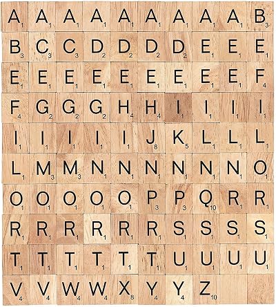 Trimming Shop 100pc Wooden Alphabet Number Tiles 20mm DIY Craft Game Pendant