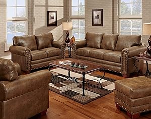 American Furniture Classics Model Buckskin 4-Piece Set sleeper group, Pinto Brown