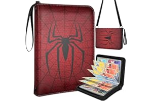 Lotadilo for 4 Pocket Card Binder with 440 Pockets - Trading Card Collection Album Folder for Men Boys Teens Spider Web Design for Sports Cards Game Cards with Zipper Hand Carrying Rope
