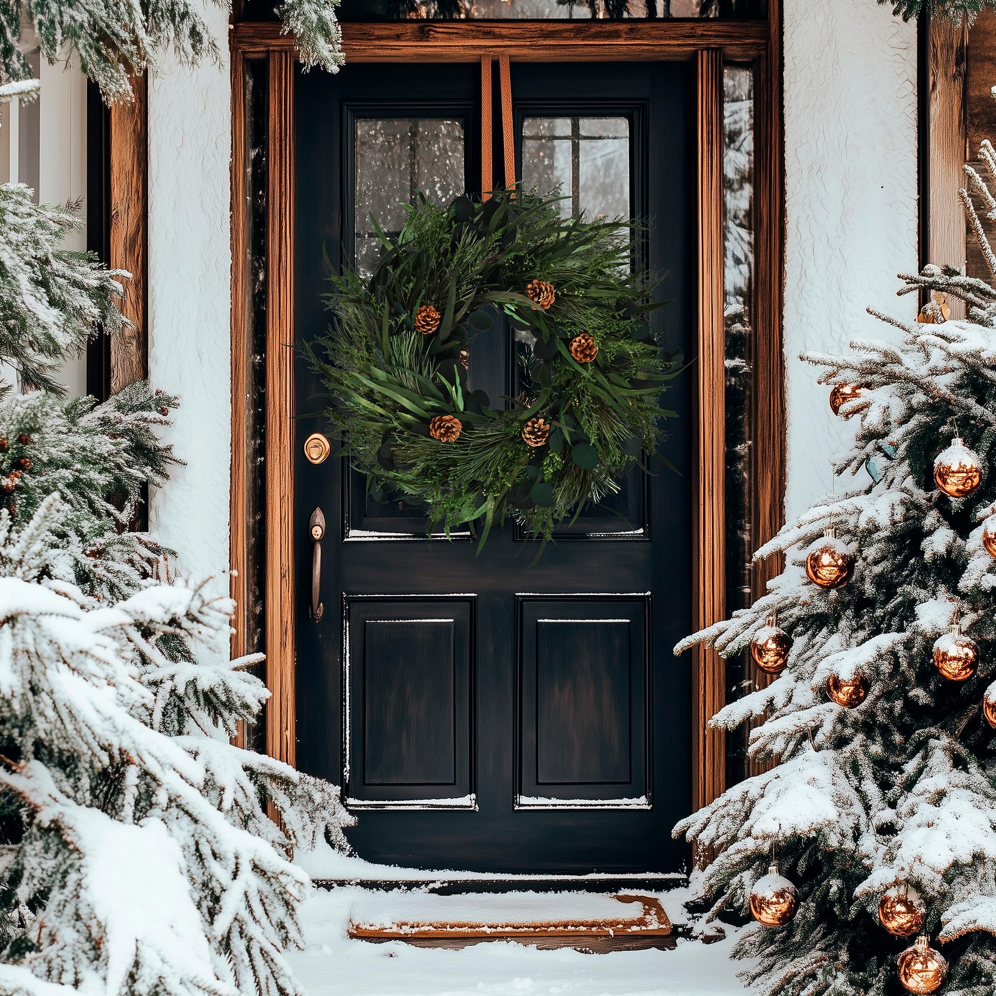 Condition photo showing New/Like New for yzxzm christmas wreath for front door | 24" large green wreaths for front porch entrance backyard |