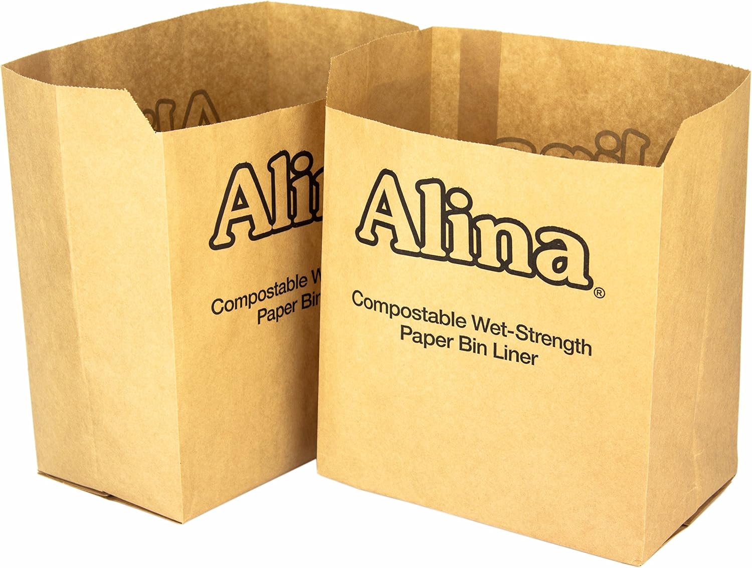 Alina 25 x 6L to 8L Compostable Paper Caddy Bin Bag/Food Waste Bin Liner/Biodegradable Brown 7