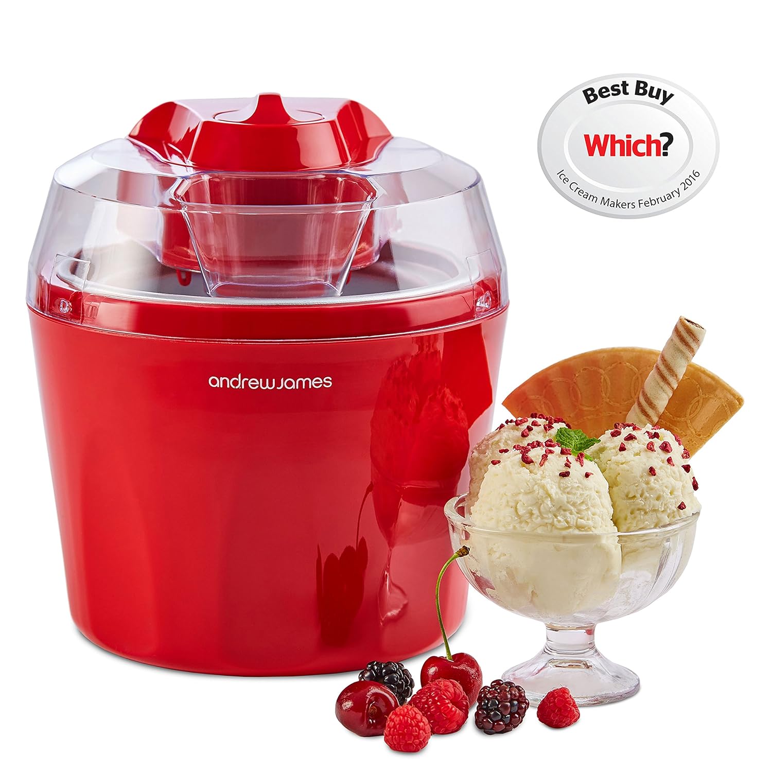 Red Ice Cream Maker Italian Gelato Frozen Yoghurt Gourmet Desserts